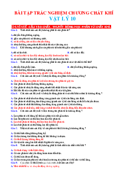Bài tập trắc nghiệm chương 5 chất khí vật lý 10 (có đáp án)