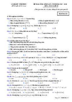 Đề KSCL lần 1 năm học 2017 – 2018 môn Toán 10 trường THPT Phạm Công Bình – Vĩnh Phúc