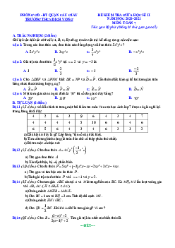 Đề kiểm tra giữa học kì 2 Toán 7 năm 2020 – 2021 trường THCS Dịch Vọng – Hà Nội