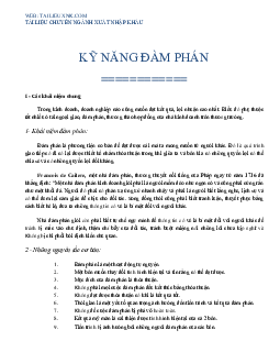 Tài liệu về kỹ năng đàm phán | Học viện Chính trị Quốc gia Hồ Chí Minh