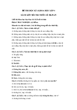 Đề thi Khoa học lớp 4 kì 1 Kết nối tri thức - Đề số 3