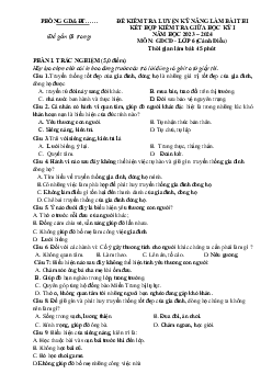 Đề thi giữa học kì 1 môn Giáo dục công dân 6 năm 2023 - 2024 sách Cánh diều | Đề 6