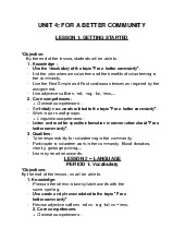 Unit 4: for a better community lesson 1: getting started môn English | Trường Đại học Tây Nguyên