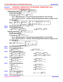 Chủ đề phương trình quy về phương trình bậc hai Toán 10 KNTTVCS