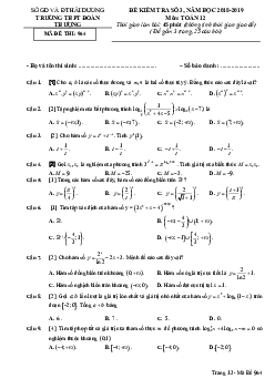 Đề kiểm tra Giải tích 12 chương 2 năm 2018 – 2019 trường Đoàn Thượng – Hải Dương