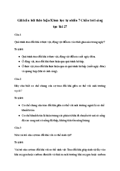 Giải khoa học tự nhiên 7 Bài 27: Trao đổi khí ở sinh vật | Chân trời sáng tạo