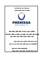 Nêu ý kiến cá nhân về một nội dung của Văn hóa Việt Nam hiện nay | Bài tập lớn kết thúc học phần Cơ sở văn hóa Việt Nam | Trường Đại học Phenikaa