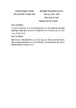 Đề thi học kì 1 lớp 9 môn Lịch sử Sở GD&ĐT Bắc Ninh năm 2019 - 2020