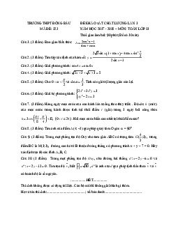 Đề khảo sát chất lượng lần 1 năm học 2017 – 2018 môn Toán 11 trường THPT Đồng Đậu – Vĩnh Phúc