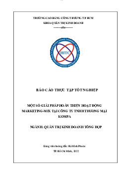 Một số giải pháp hoàn thiện hoạt động Marketing-Mix tại công ty TNHH thương mại Kompa | Báo cáo thực tập tốt nghiệp