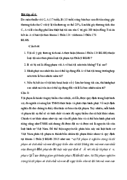 Bài tập học phần Luật hình sự của trường đại học Luật Hà Nội