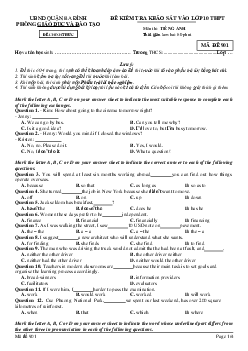 Đề thi thử Tiếng Anh vào lớp 10 quận Ba Đình, Hà Nội số 2 năm 2023