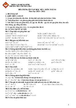Đề cương ôn tập học kì 1 Toán 8 năm 2021 – 2022 trường THCS Thăng Long – Hà Nội