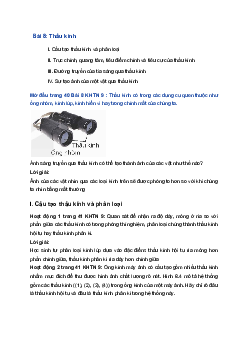 Giải Khoa học tự nhiên 9 Kết nối tri thức Bài 8: Thấu kính