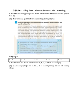 Giải SBT Tiếng Anh 7 Global Success Unit 7 Reading