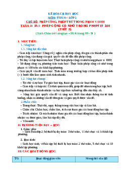 Giáo án Toán 2 sách Chân trời sáng tạo (cả năm) | Tuần 31 | Tiết 2