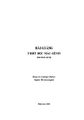 Bài giảng Môn Triết học Mác Lênin | Trường Đại học Nông Lâm, Đại học Huế