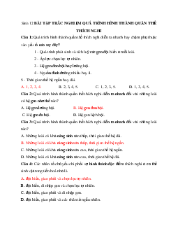 Trắc nghiệm Sinh học 12 bài 27: Quá trình hình thành quần thể thích nghi