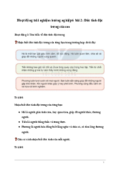 Giải Hoạt động trải nghiệm 6: Đức tính đặc trưng của em | Kết nối tri thức