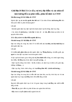 Giải Địa 10 Bài 33: Cơ cấu, vai trò, đặc điểm và các nhân tố ảnh hưởng đến sự phát triển, phân bố dịch vụ CTST