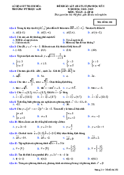 Đề thi HK1 Toán 10 năm 2018 – 2019 trường PT Triệu Sơn – Thanh Hóa