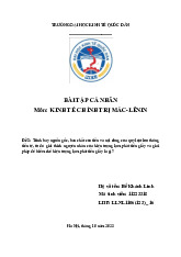 Kinh tế chính trị mac lênin bài tập cá nhân - Kinh tế Chính trị Mác-Lê Nin (KTCT01) | Đại học kinh tế quốc dân NEU