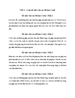 Tập làm văn lớp 2: Viết 2 - 3 câu kể một việc em đã làm ở nhà | Kết Nối Tri Thức