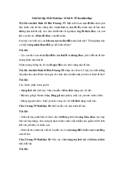 Giải bài tập SGK Sinh học 10 bài 8: Tế bào nhân thực