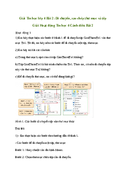 Giải Tin học lớp 4 Bài 2: Di chuyển, sao chép thư mục và tệp| Cánh diều
