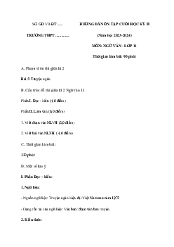 Đề cương ôn tập giữa học kì 2 môn Ngữ văn 11 sách Cánh diều