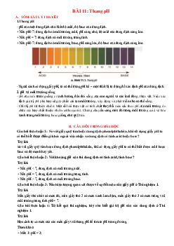 Chuyên đề KHTN 8 Chân trời sáng tạo bài 11 Thang pH