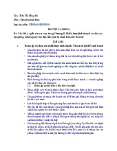 Bài tập Chương 8: Chiến lược kinh doanh và  vận dụng vào thực tiễn quản trị chiến lược