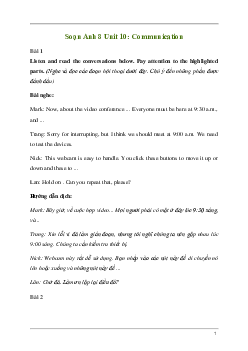 Giải Tiếng Anh 8 Unit 10: Communication | Kết nối tri thức