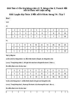 Giải Toán 3 Bài 4: Ôn tập bảng nhân 2; 5, bảng chia 2; 5 | Kết nối tri thức