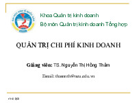 Bài giảng Chương 1: Khái lược về quản trị chi phí kinh doanh môn Quản trị kinh doanh | Trường Đại học Kinh Tế Quốc Dân