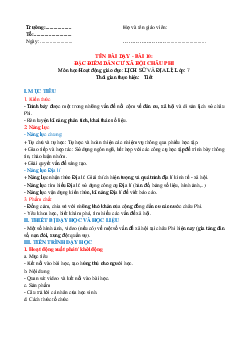 Giáo án Bài 10: Đặc điểm dân cư, xã hội châu Phi Địa lý 7 | Kết nối tri thức