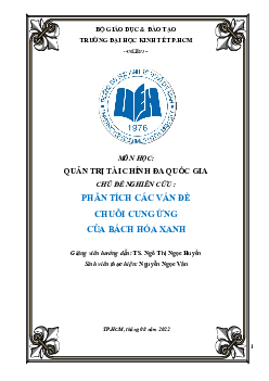 Phân tích các vấn đề chuỗi cung ứng của bách hóa xanh | Tiểu luận môn Quản trị tài chính đa quốc gia | Đại học Kinh tế TP HCM