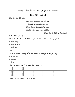 Giải Bài tập cuối tuần lớp 4 môn Tiếng Việt Học kì 1| Kết nối tri thức