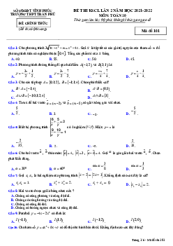 Đề thi KSCL Toán 10 lần 2 năm 2021 – 2022 trường THPT Trần Phú – Vĩnh Phúc