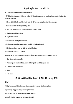 Hóa học 10 Bài 18: Hydrogen halide và một số phản ứng của ion halide sách Chân Trời Sáng Tạo
