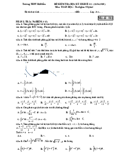 Đề thi học kì 2 Toán 12 năm 2019 – 2020 trường THPT Bà Điểm – TP HCM