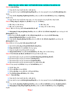 Trắc nghiệm lý thuyết Sóng ngang-Sóng dọc-Sự truyền năng lượng của sóng cơ Vật lí 11