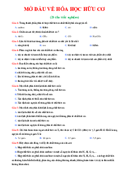 Trắc nghiệm mở đầu về hóa học hữu cơ (có đáp án )