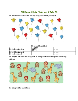 Bài tập cuối tuần lớp 3 môn Toán Kết nối tri thức - Tuần 33