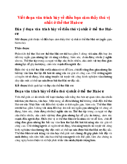 Viết đoạn văn trình bày về điều bạn cảm thấy thú vị nhất ở thể thơ Hai-cư Ngữ Văn 10 sách Kết Nối Tri Thức