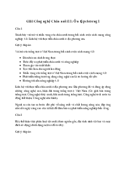 Giải Công nghệ 11: Ôn tập chương 1 | Kết nối tri thức