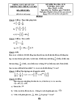 Đề thi HK2 Toán 6 năm 2019 – 2020 trường THCS Thông Tây Hội – TP HCM