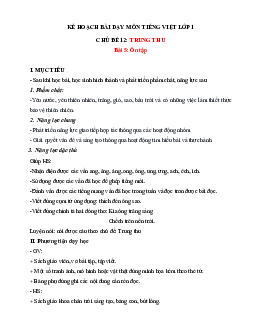 Chủ đề 12: Trung thu | Bài 5 | Giáo án Tiếng Việt 1 bộ sách Chân trời sáng tạo