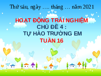 Giáo án điện tử Hoạt động trải nghiệm 1 chủ đề 4 Vì sự bình đẳng: Tự hào trường em