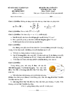 Đề kiểm tra cuối kỳ 1 Toán 9 năm 2023 – 2024 sở GD&ĐT An Giang